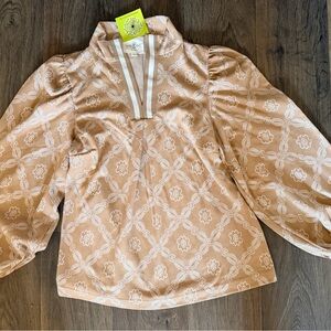 Umgee Tan Floral Blouse